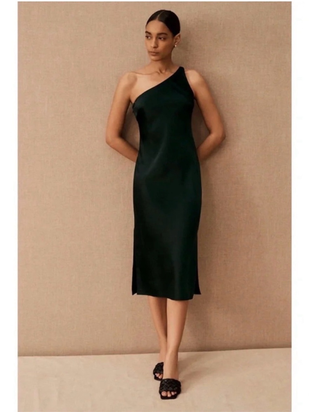BHLDN Forest Green midi dress